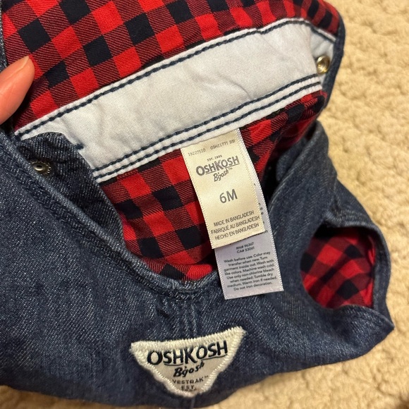 NWOT Denim and Plaid Lined Overalls - Picture 5 of 6